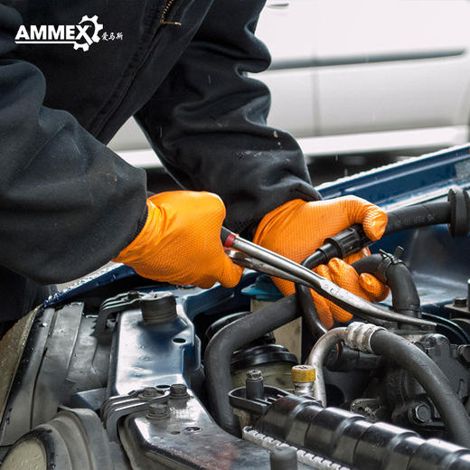 【进口 超厚型】橙色丁腈手套（无粉 钻石纹理麻面）工业劳保汽修农业实验室 GWON 商品图3