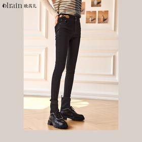 OLrain法式黑色牛仔裤女夏季2022新款高腰修身显瘦气质弹力小脚裤