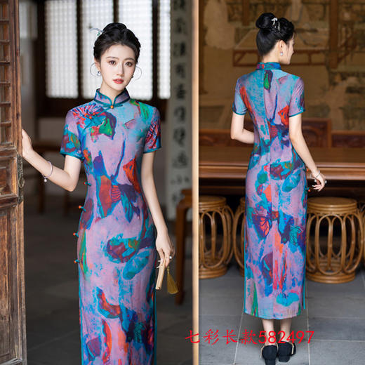 复古中国风改良，中式长款短袖旗袍GX-582497 商品图1