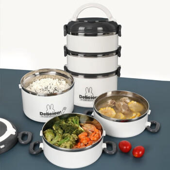 贝瑟斯 304不锈钢三层饭盒 学生保温餐盒大容量上班族便当分层饭桶2.4L /厨具 /餐具 /饭盒/提锅 商品图6