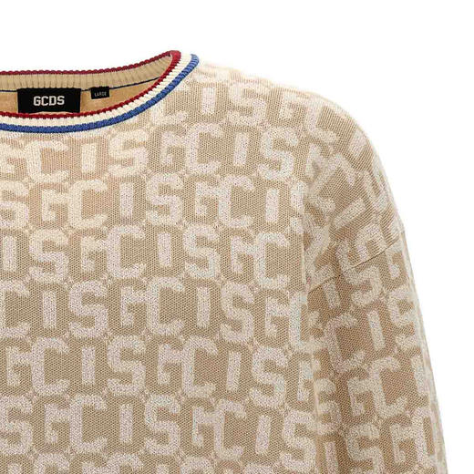 GCDS 男士字母徽标提花混纺棉质长袖针织衫 黄色 A1CM1508KB315 商品图2