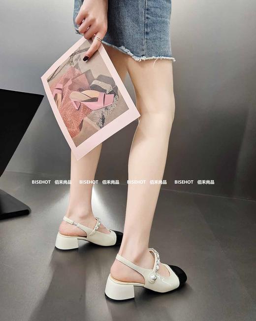 新品女士圆头拼接百搭时尚粗跟中空鞋762B42563（W） 商品图1