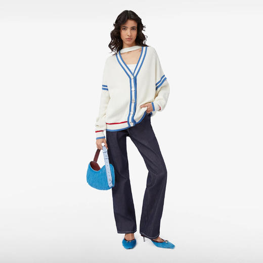 GCDS 女士字母徽标刺绣棉质针织开衫 白色 A1CU1804KB115 商品图3