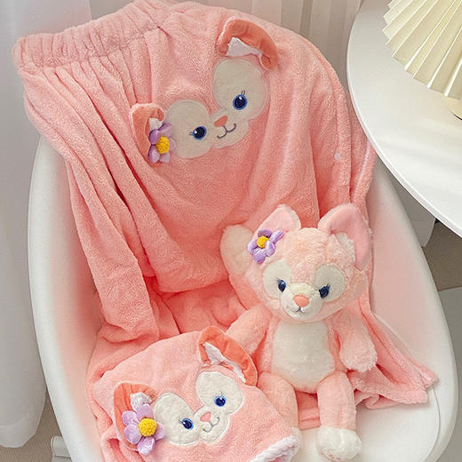 【超可爱！粉色珊瑚绒浴巾套装】珊瑚绒材质，面料柔软长效吸水，少女心爆棚！柔软加厚擦头速干少女浴裙子吸水毛巾干发帽浴巾 商品图2