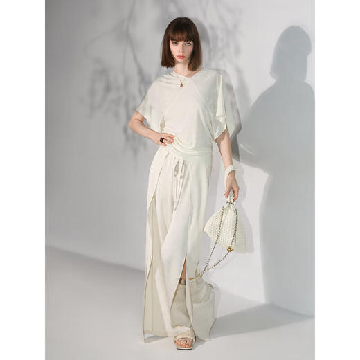 COCOBELLA[竹叶提花]新中式蝙蝠袖针织衫松弛感舒适上衣TS7019-6 商品图2