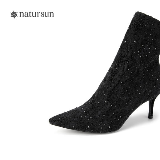 natursun细跟时装靴秋冬季时尚气质短靴尖头显瘦高跟靴女N24541882 商品图3