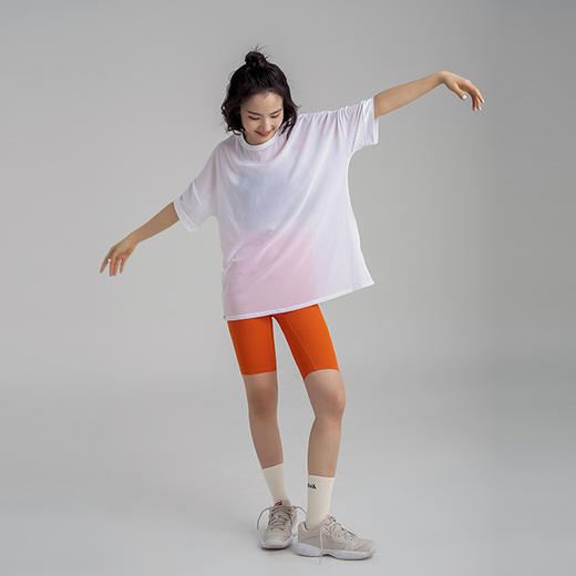 【气孔网纱面料】侧开叉T恤 透气排汗宽松大T罩衫 瑜伽健身短袖 商品图1