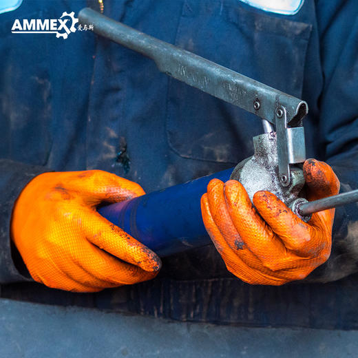 【进口 超厚型】橙色丁腈手套（无粉 钻石纹理麻面）工业劳保汽修农业实验室 GWON 商品图2