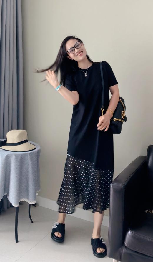 梦露波点拼接鱼尾连衣裙夏季优雅永不过时 商品图4