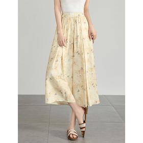 【专属特价】熙世界新中式印花天丝阔腿裤宽松高腰夏新款国风七八分休闲裙裤