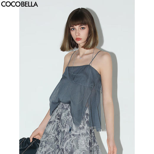 COCOBELLA设计感立体拧花吊带可外穿轻盈雪纺抹胸背心VT0015 商品图1