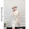 BeQueenStory【松茶情书】法式气质显瘦时尚V领收腰连衣裙配腰链 商品缩略图0