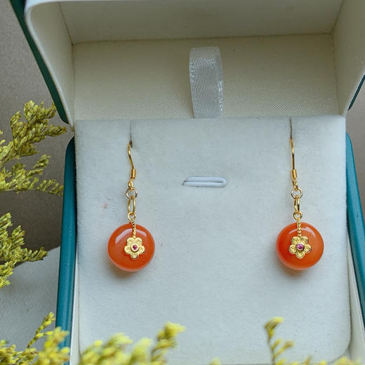 【云意轩】民族风设计天然南红耳坠耳饰 925银 商品图1