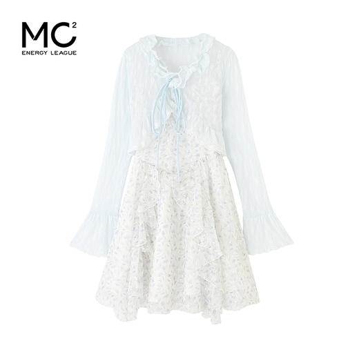mc2碎花收腰吊带连衣裙+蕾丝拼接绑带喇叭袖开衫女2024新款温柔风 商品图3