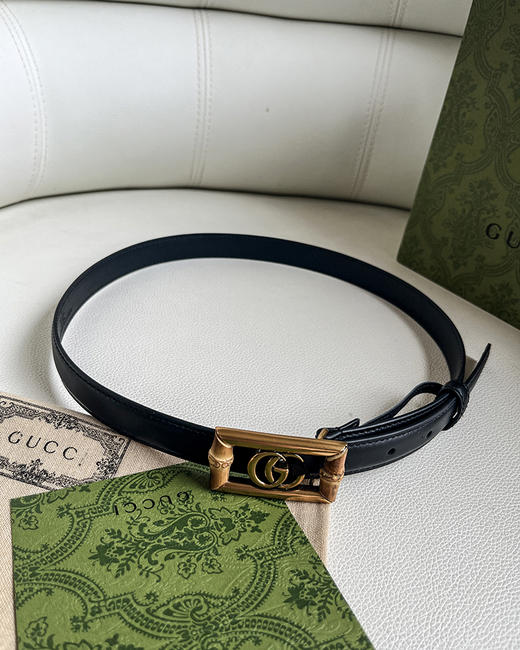 现货 THS 6.1-无 古家 做旧不锈钢双G 平纹皮腰带 细款皮带 3色 CR216 商品图3