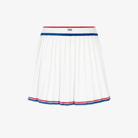 GCDS 女士提花徽标标签褶裥针织裙 白色 A1CW3200KC215