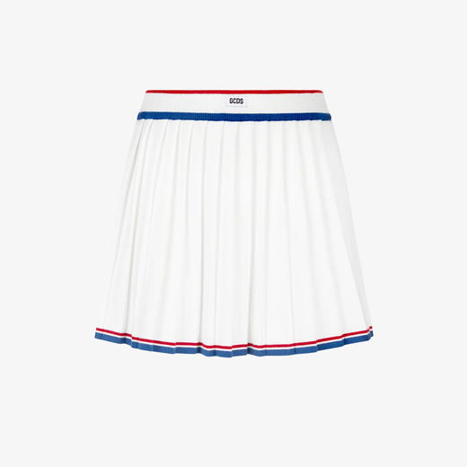 GCDS 女士提花徽标标签褶裥针织裙 白色 A1CW3200KC215 商品图0