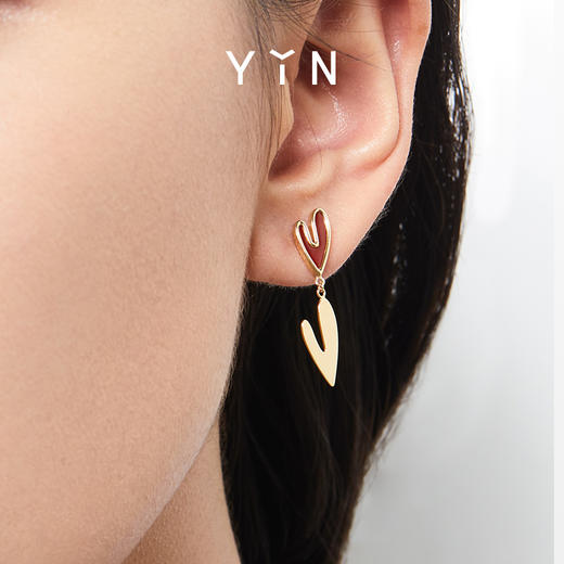 「燥热的心」不对称耳钉-红玉髓 商品图1