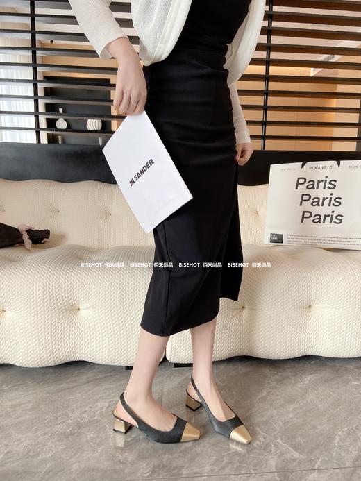 新品粗跟拼接丝绸国风后空鞋845B42571（W） 商品图6