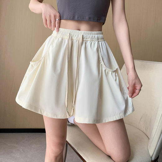 2024春夏新款花瓣短裤女高腰显瘦运动休闲薄款外穿阔腿系带五分裤_HLY 商品图2
