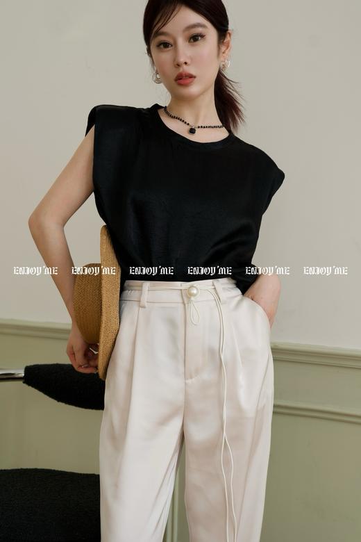 【门店同款】ENJOY夏季智性-珍珠扣腰带直筒裤 158146499 商品图12