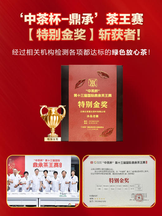 云茶盟主第五代【鲲鹏-冰岛老寨】‘中茶杯-鼎承’茶王赛【特别金奖】斩获者！大型古树单株！2026再度来袭！357g/片！ 商品图2