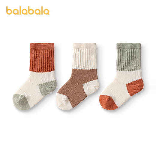 巴拉巴拉宝宝中筒袜子棉秋季新款男女童新生婴儿童袜不勒腿三双装 商品图4