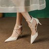 【预售5天】夏季新款法式性感交叉带真皮高跟鞋女杏色尖头罗马包头凉鞋女MCC&C8166 商品缩略图3