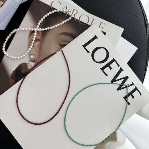 甄珠贝 ​进口彩宝素链 高叶、倪妮同款 祖母绿/红宝石 通透明艳，氧气感满满 18k金扣（注：固定项链的压扣不是18k，如需定制18k，加180元，请私） 商品图13