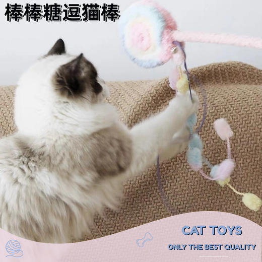 【仙女逗猫棒！蜜绒棒棒糖造型】猫咪互动好玩伴，尽享狩猎乐趣，猫咪和铲屎官的互动娱乐猫玩具 商品图0