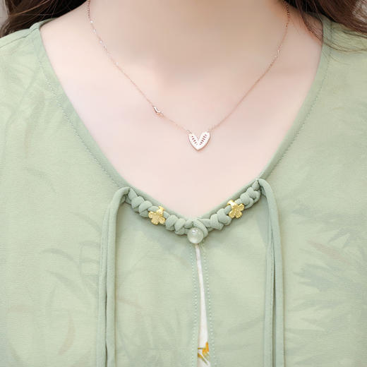 短袖印花假两件拼结高腰裙，时尚气质中长款雪纺裙QYM-LRX-ZY88326-Y 商品图3