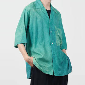 YOKE GRADATION PRINTED SHIRT 丝绵混纺特制渐变染色衬衫