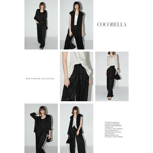 COCOBELLA新中式雾感提花缎面阔腿裤女春夏垂坠直筒裤PA0018 商品图1
