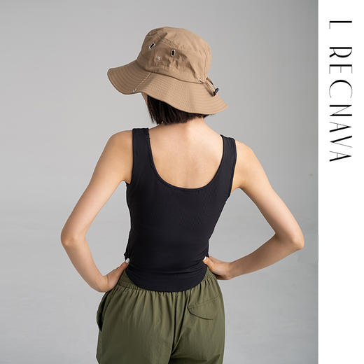 L RECNAVA [冰感螺纹] 可拆卸胸垫背心 拼接显瘦运动休闲背心上衣 商品图4