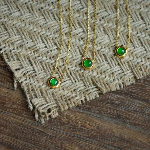 龢盒原创 18k冰绿翡翠豆豆锁骨链项链 商品图1