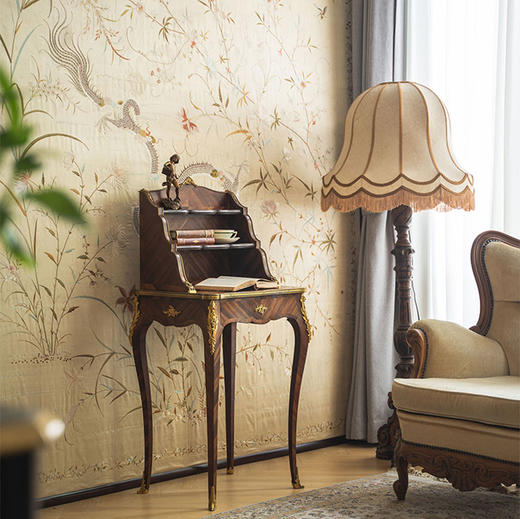 独角鹿西洋古董19世纪拿破仑三世时期法国出品铜鎏金装饰叠橱式淑女写字桌 商品图0