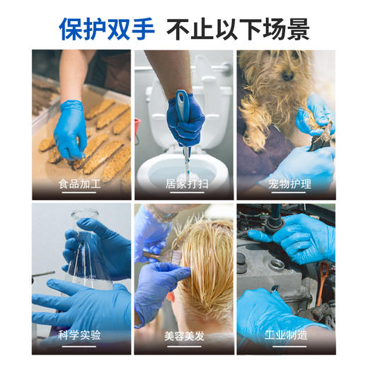 【进口 标准型】积分商城 一次性蓝色丁腈手套（无粉 微麻面）餐饮食品接触实验室纹身汽修 APFNC 商品图7