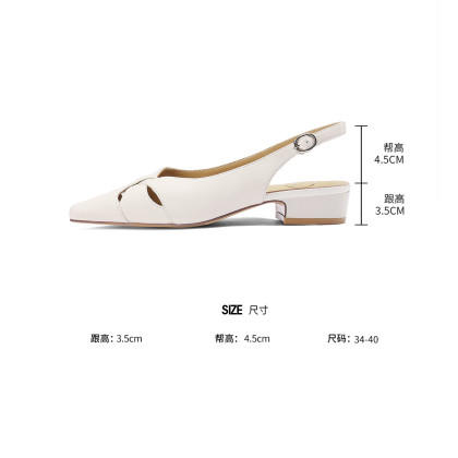 品质好货|Safiya/索菲娅2024新品夏季后空羊皮法式低跟凉鞋 SF42114728 商品图10