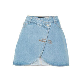 GCDS 女士徽标贴片迷你牛仔短裙 蓝色 A1CW3201DA075