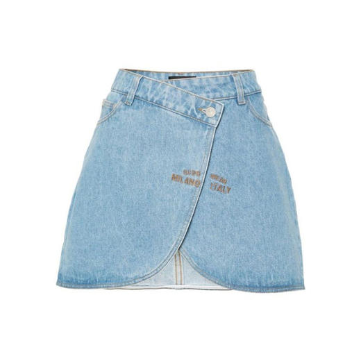 GCDS 女士徽标贴片迷你牛仔短裙 蓝色 A1CW3201DA075 商品图0