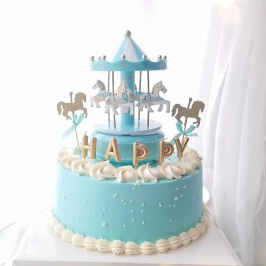 【音乐盒蓝色木马蛋糕】 商品图0