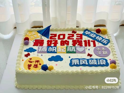 【臻品系列】---【最好的我们，杨帆起航】翻糖祝福语，毕业蛋糕，高考、中考班级庆典大蛋糕 商品图0