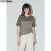 【秒杀】COCOBELLA软糯细针多色条纹针织短袖T恤夏撞色拼接上衣TS7022 商品缩略图2