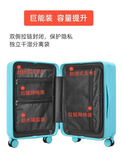 自然醒中置宽拉杆行李箱女新款小型轻便旅行皮箱20寸登机密码箱子男SY 商品图6