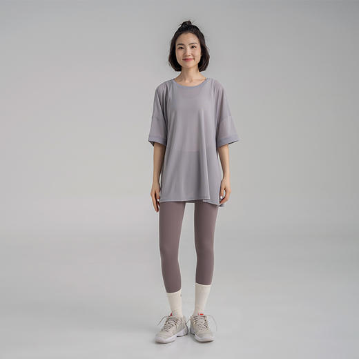 【气孔网纱面料】侧开叉T恤 透气排汗宽松大T罩衫 瑜伽健身短袖 商品图3