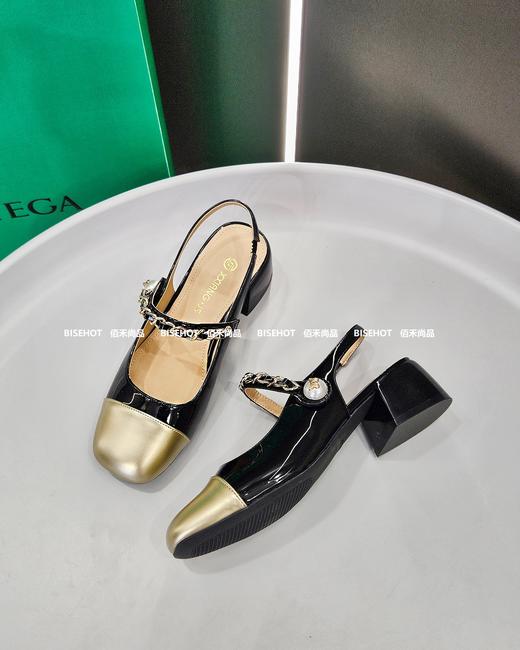 新品女士圆头拼接百搭时尚粗跟中空鞋762B42563（W） 商品图8