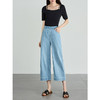【专属特价】熙世界莱赛尔天丝八分牛仔裤宽松直筒裤夏季薄款垂感松紧腰裤子 商品缩略图3