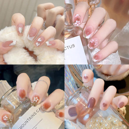 绝美网红穿戴甲贴片 穿戴款胶水+果冻胶+砂条+清洁片+卸甲棒 商品图0