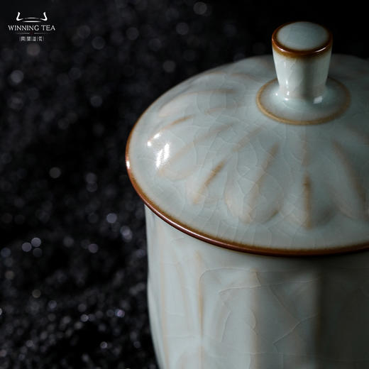 问鼎天青帷幄莲瓣老板杯汝窑 商品图4