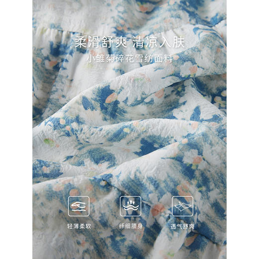 【专属特价】熙世界小雏菊碎花连衣裙度假风2025夏新款气质清新蓝色雪纺裙子 商品图2